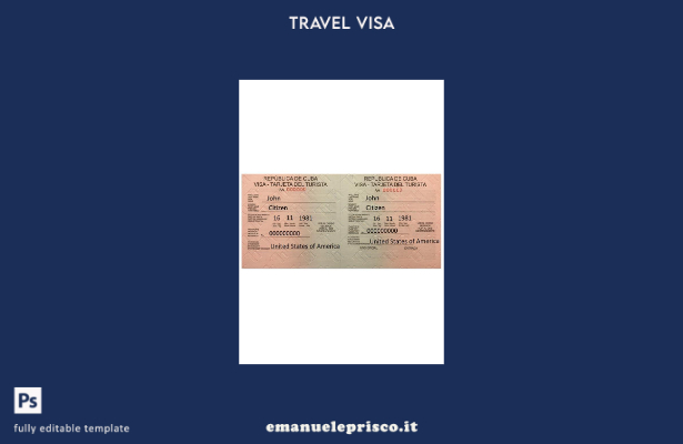 modello di visto per Cuba in stile verificato